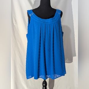 Dressy sleeveless shirt. 2X, royal blue, Never worn